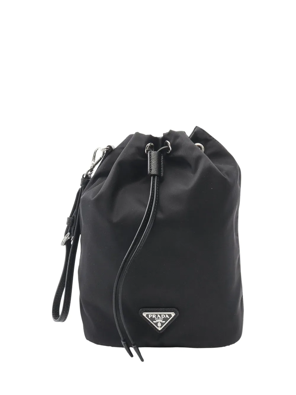Pre-owned Prada 2013-2025 Tessuto Drawstring Pouch In Black