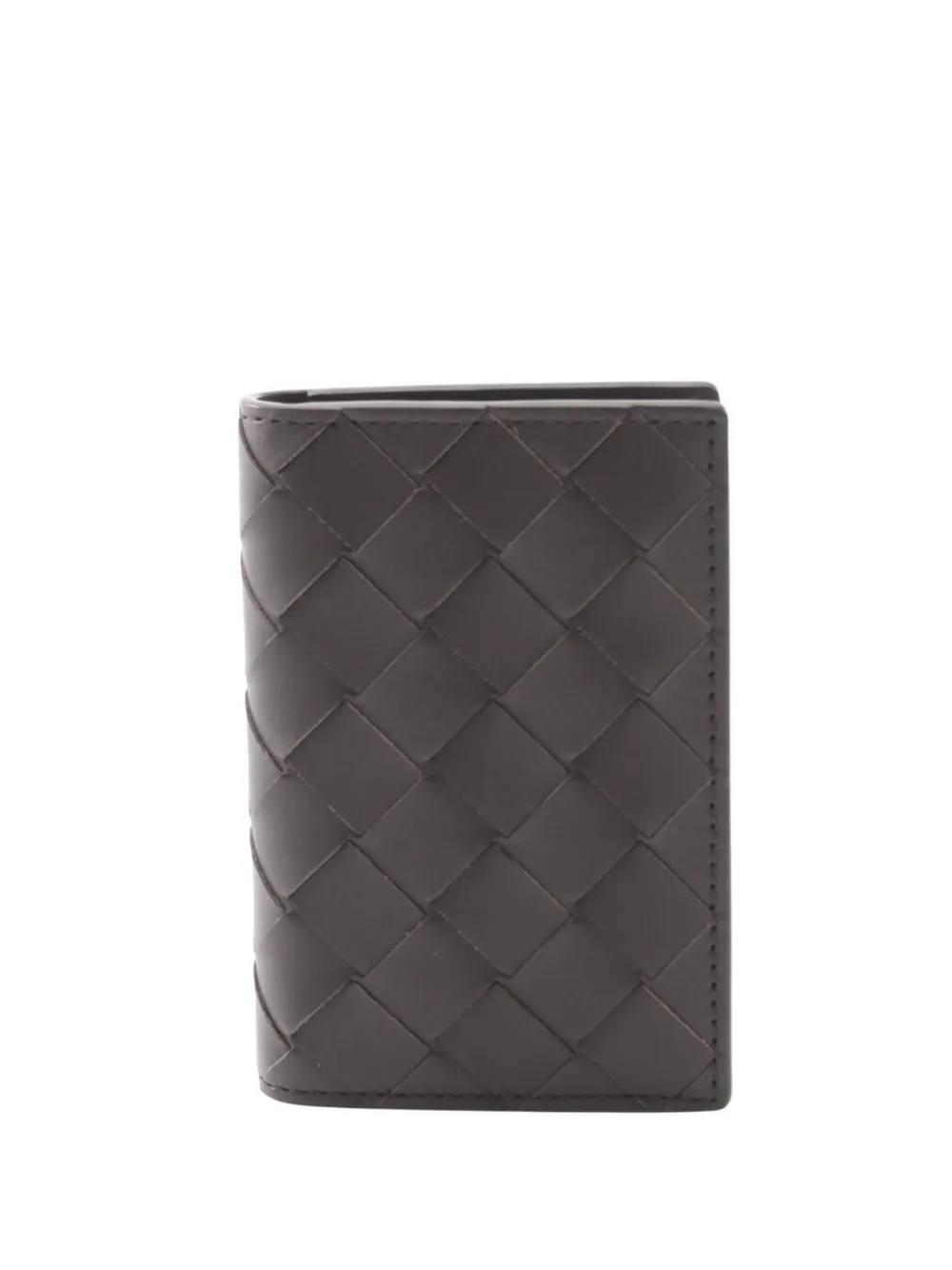 Pre-owned Bottega Veneta 2012-2025 Nappa Intrecciato Case Card Holder In Brown