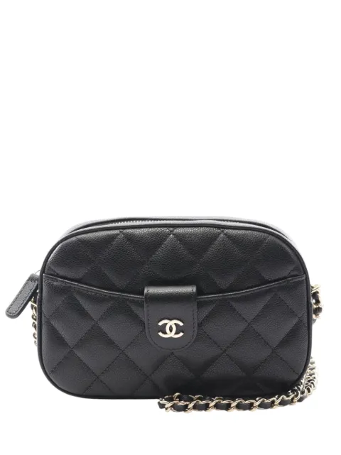 CHANEL Pre-Owned 2021-2025 キャビア マトラッセ チェーン カメラバッグ 財布
