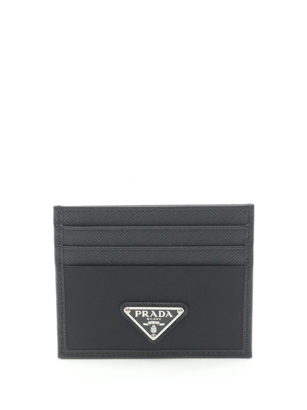 Pre-owned Prada 2013-2025 Re Nylon And Saffiano Card Holder In Black