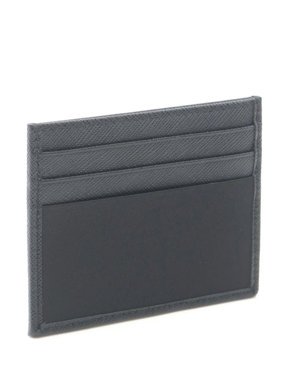 Pre-owned Prada 2013-2025 Re Nylon And Saffiano Card Holder In Black