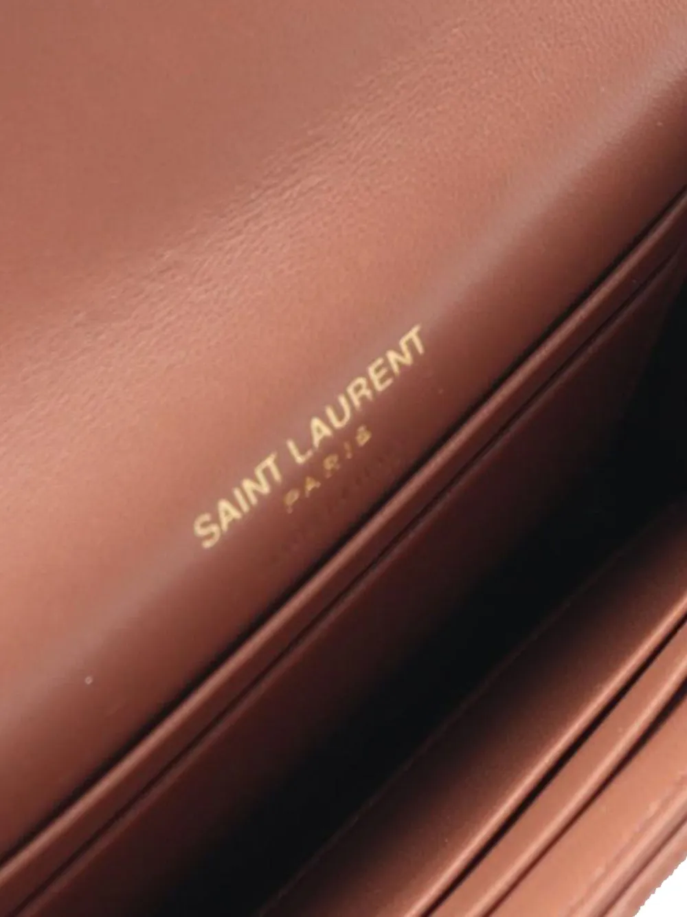 Pre-owned Saint Laurent 2013-2025 Lambskin Cassandre Wallet Small Wallets In Brown