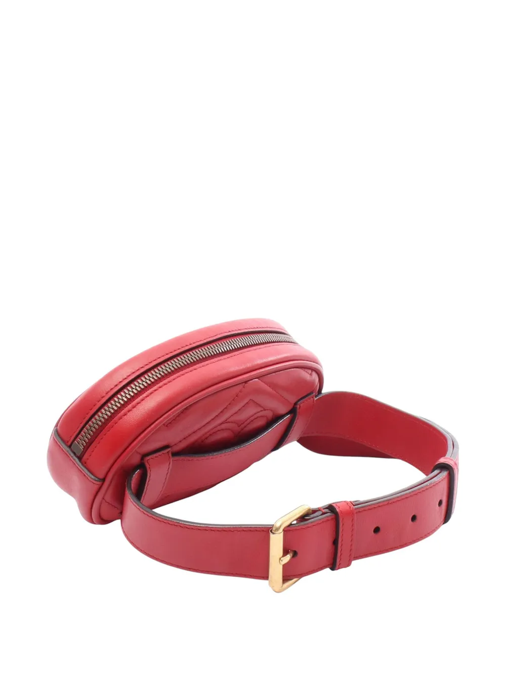 Pre-owned Gucci 2016-2025 Gg Marmont Leather Belt Bag In Red