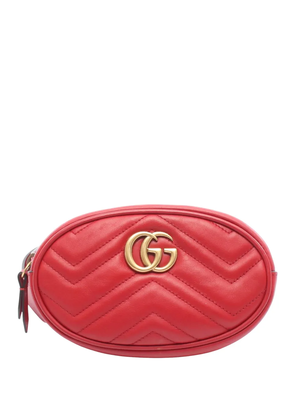 Pre-owned Gucci 2016-2025 Gg Marmont Leather Belt Bag In Red