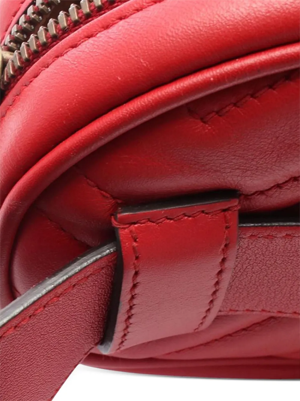 Pre-owned Gucci 2016-2025 Gg Marmont Leather Belt Bag In Red