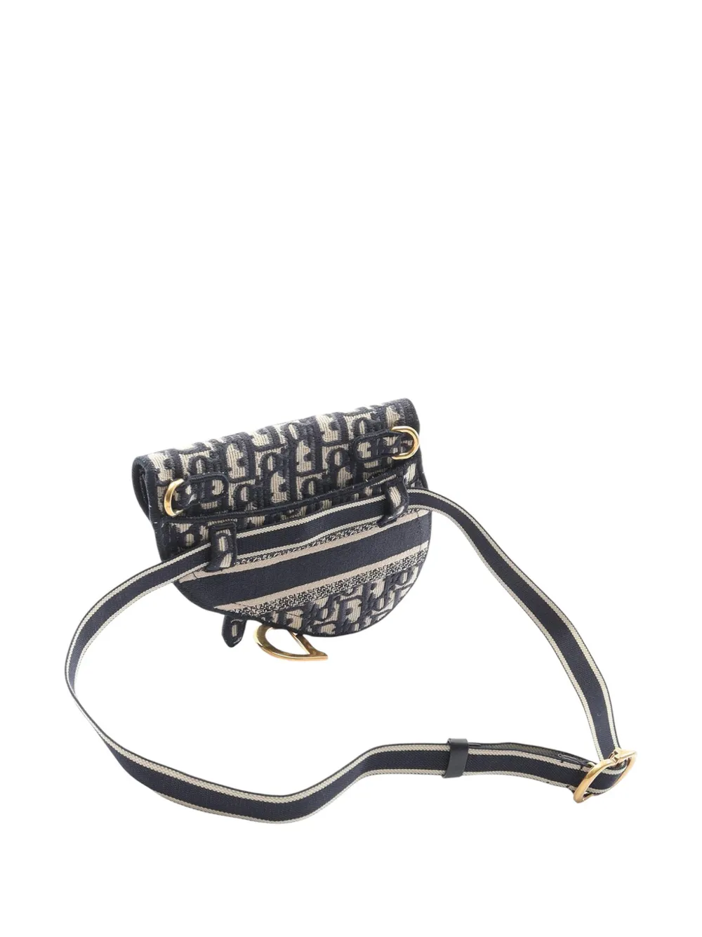 Pre-owned Dior 2010-2025 Oblique Canvas Saddle Belt Bag In Brown