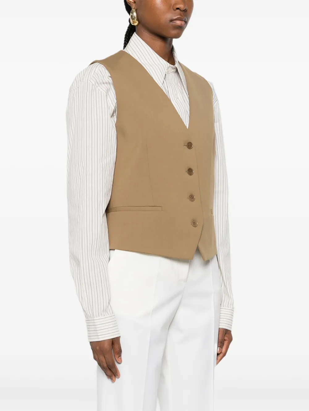 P.a.r.o.s.h V-neck Button-up Waistcoat In Brown