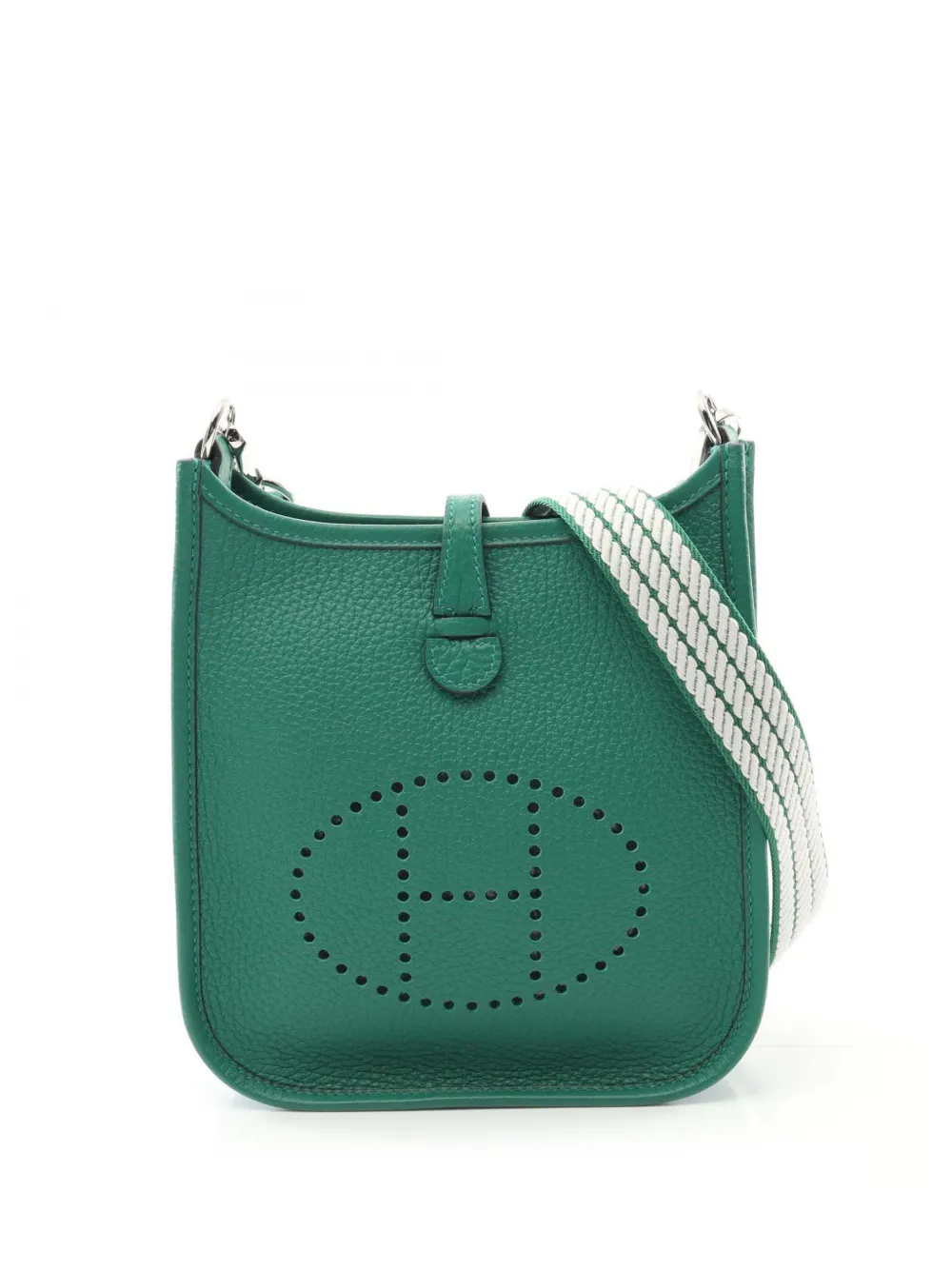 Pre-owned Hermes 2024 Clemence Evelyne Amazone Tpm Crossbody Bag In Green
