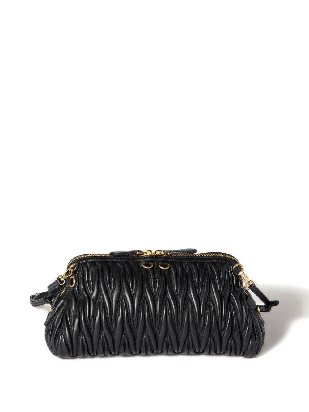 Miu Miu Matelassé leather clutch bag - Zwart