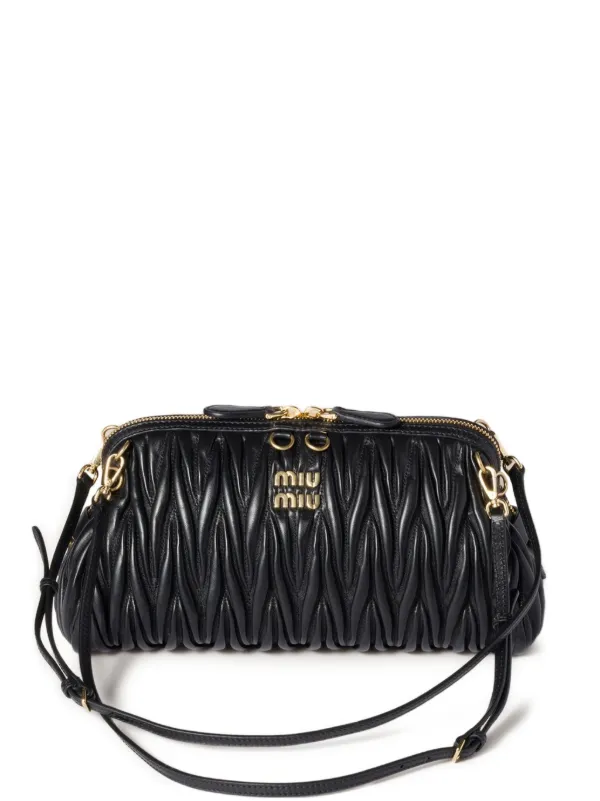 Miu Miu Caprice Matelassé Leather Clutch Bag | Black | FARFETCH RO