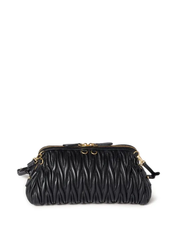 Miu Miu Caprice Matelassé Leather Clutch Bag | Black | FARFETCH RO