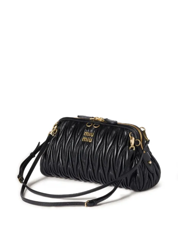 Miu Miu Caprice Matelassé Leather Clutch Bag | Black | FARFETCH