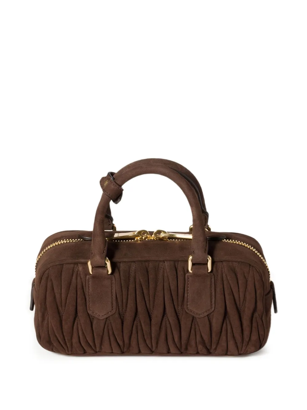Miu Miu Arcadie matelassé suede bag - Bruin