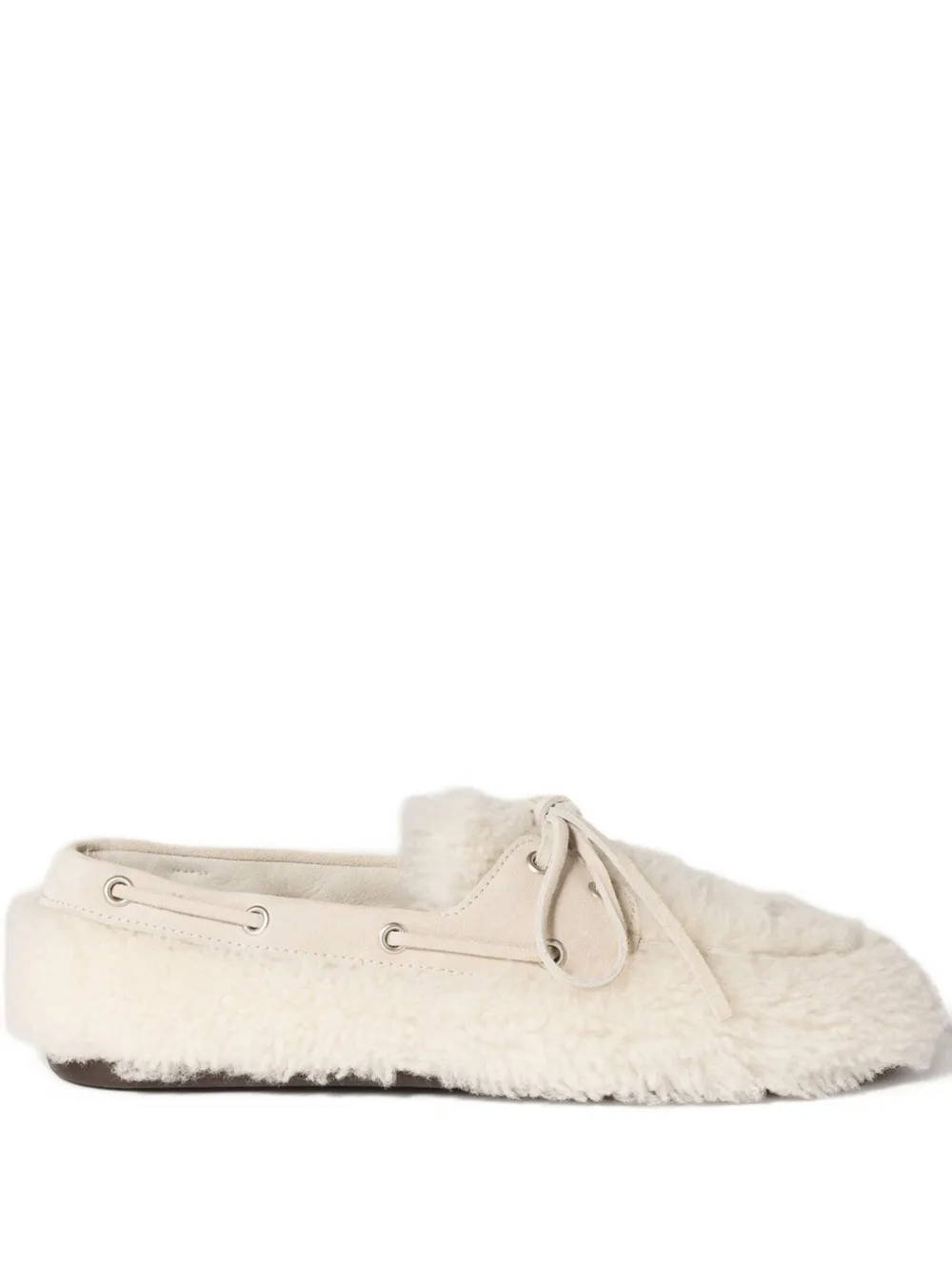Miu Miu Shearing Loafers In Neutral