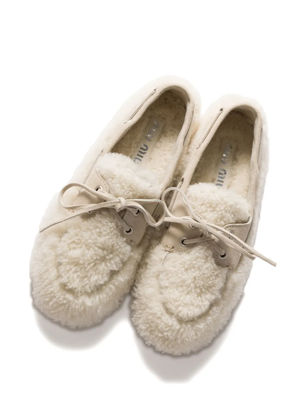 Miu Miu Shearing Loafers In Neutral