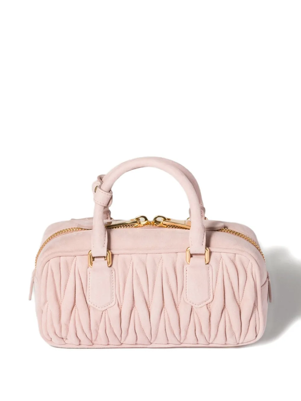 Miu Miu Arcadie matelassé suede bag - Roze