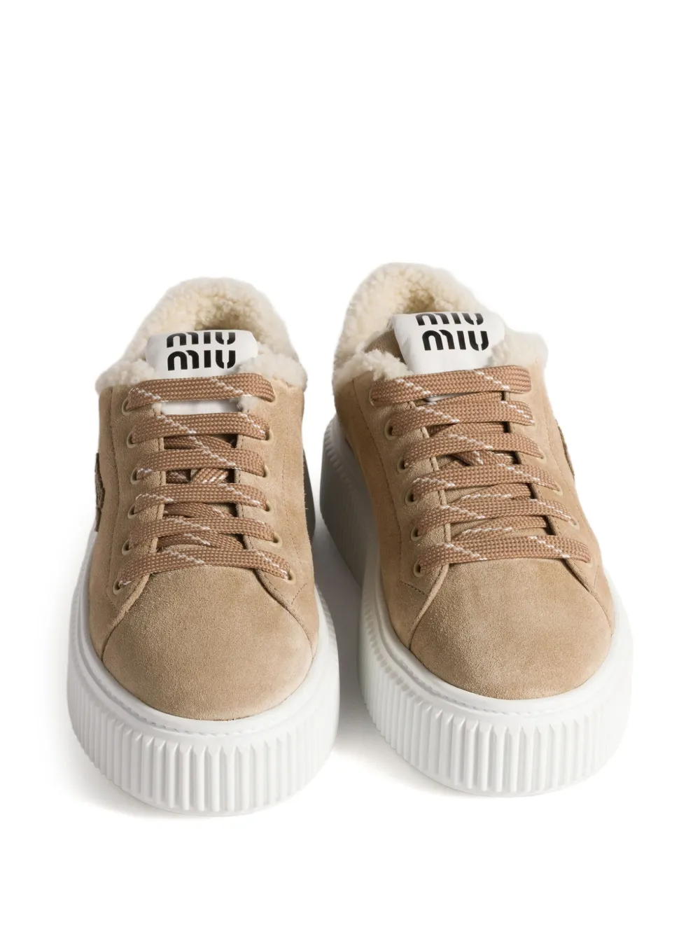 Miu Miu Logo-embroidered Suede Sneakers In Multi