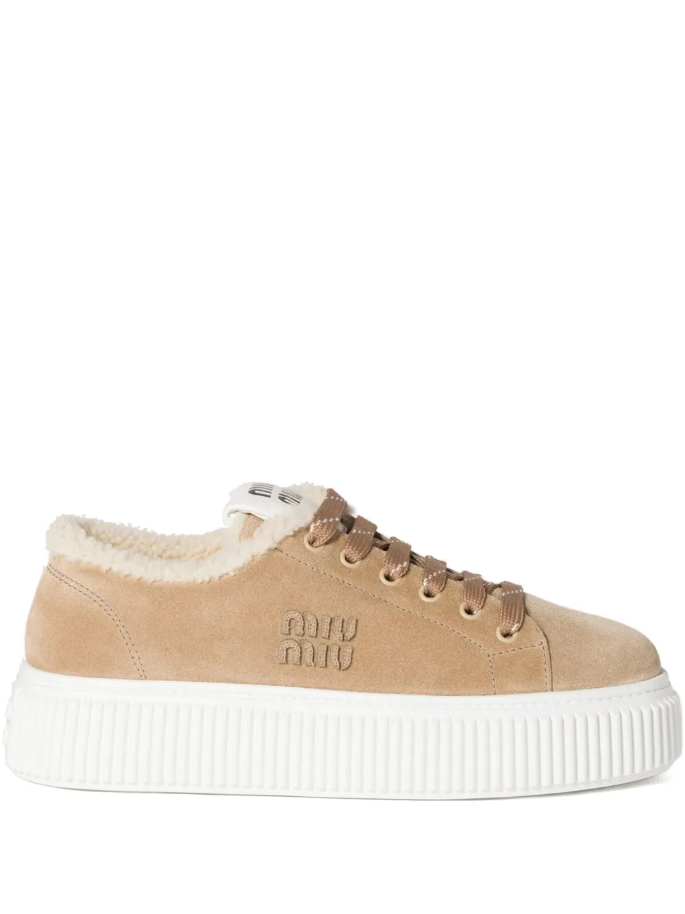 Miu Miu Logo-embroidered Suede Sneakers In Multi