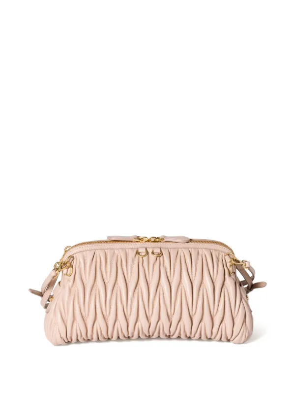 Miu Miu Matelassé Leather Clutch Bag | Pink | FARFETCH AU