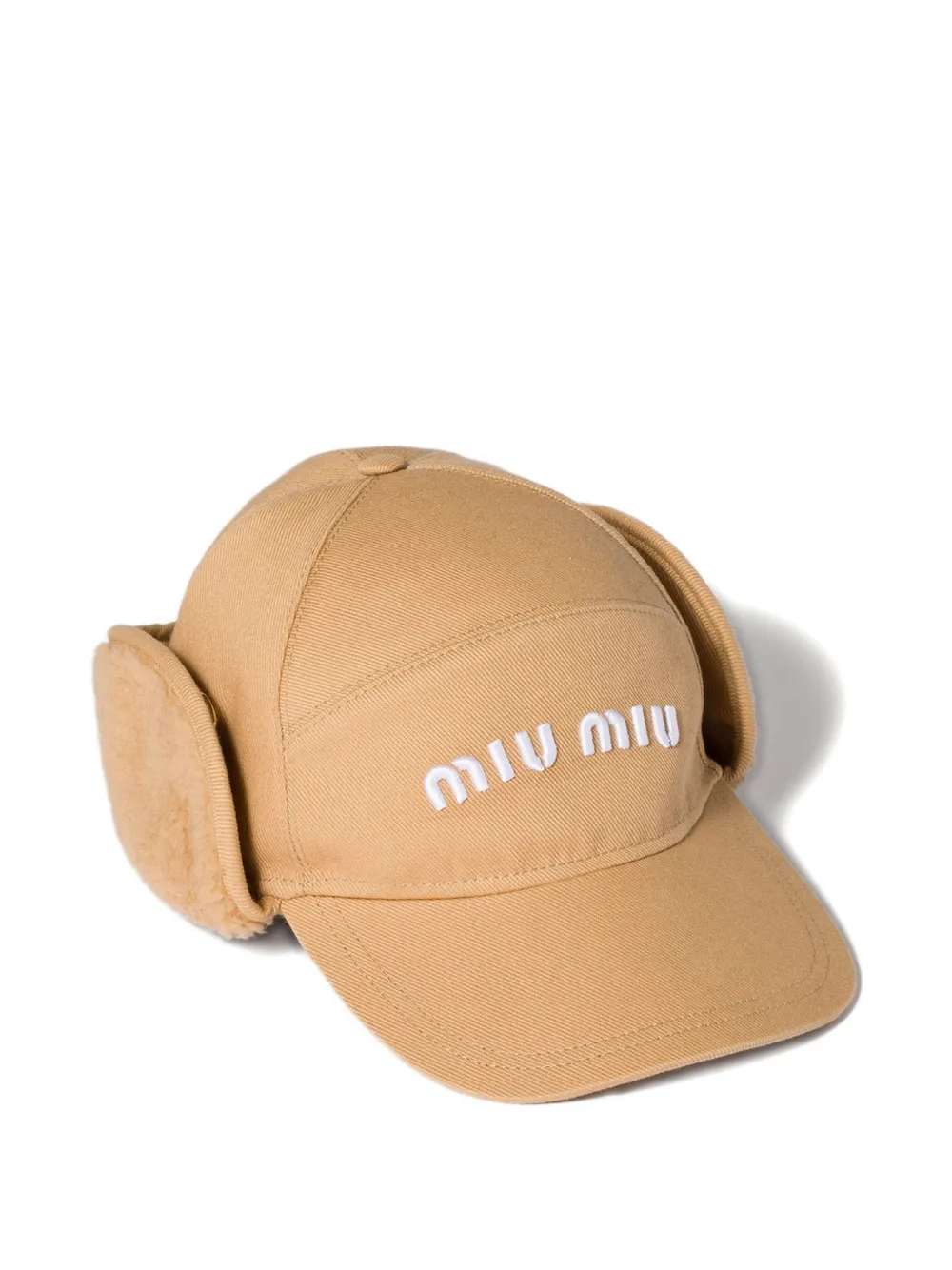 Miu Miu Logo-embroidered Cap In Brown