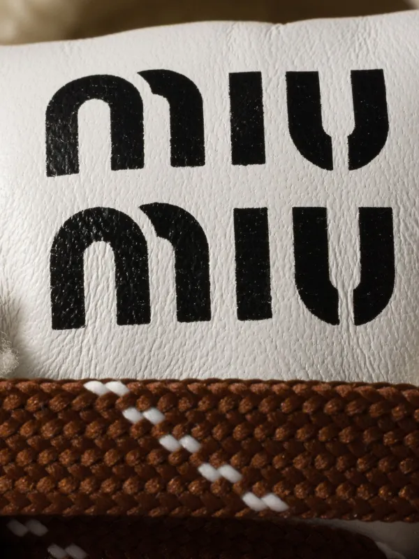 Miu Miu shearling-trim Suede Sneakers | Brown | FARFETCH