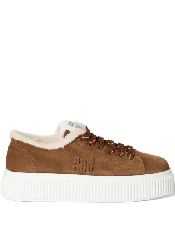 Miu Miu Suede Sneakers | Brown | FARFETCH