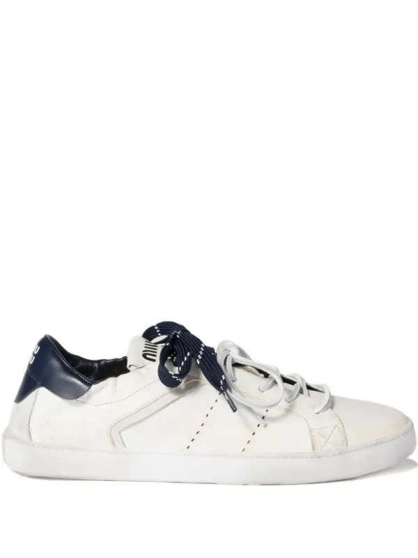 ❁Mayumi❁ Miu Miu Deco Leather Sneakers | Neutrals | FARFETCH