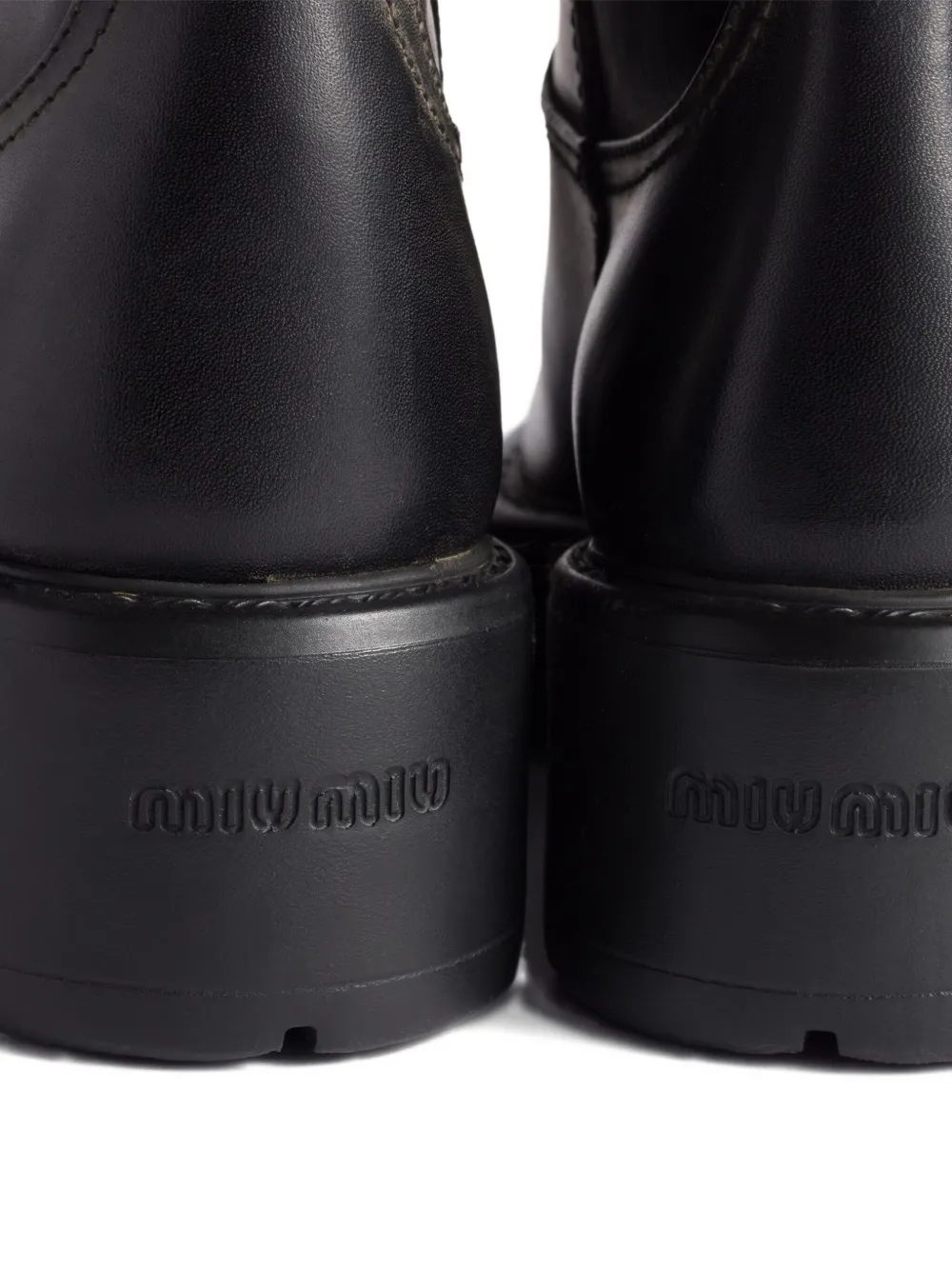 Miu Miu Logo-detail Leather Boots In Black