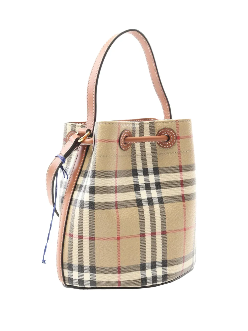 Pre-owned Burberry 2018-2025 House Check Coated Canvas Bucket Bag Satchel In Brown