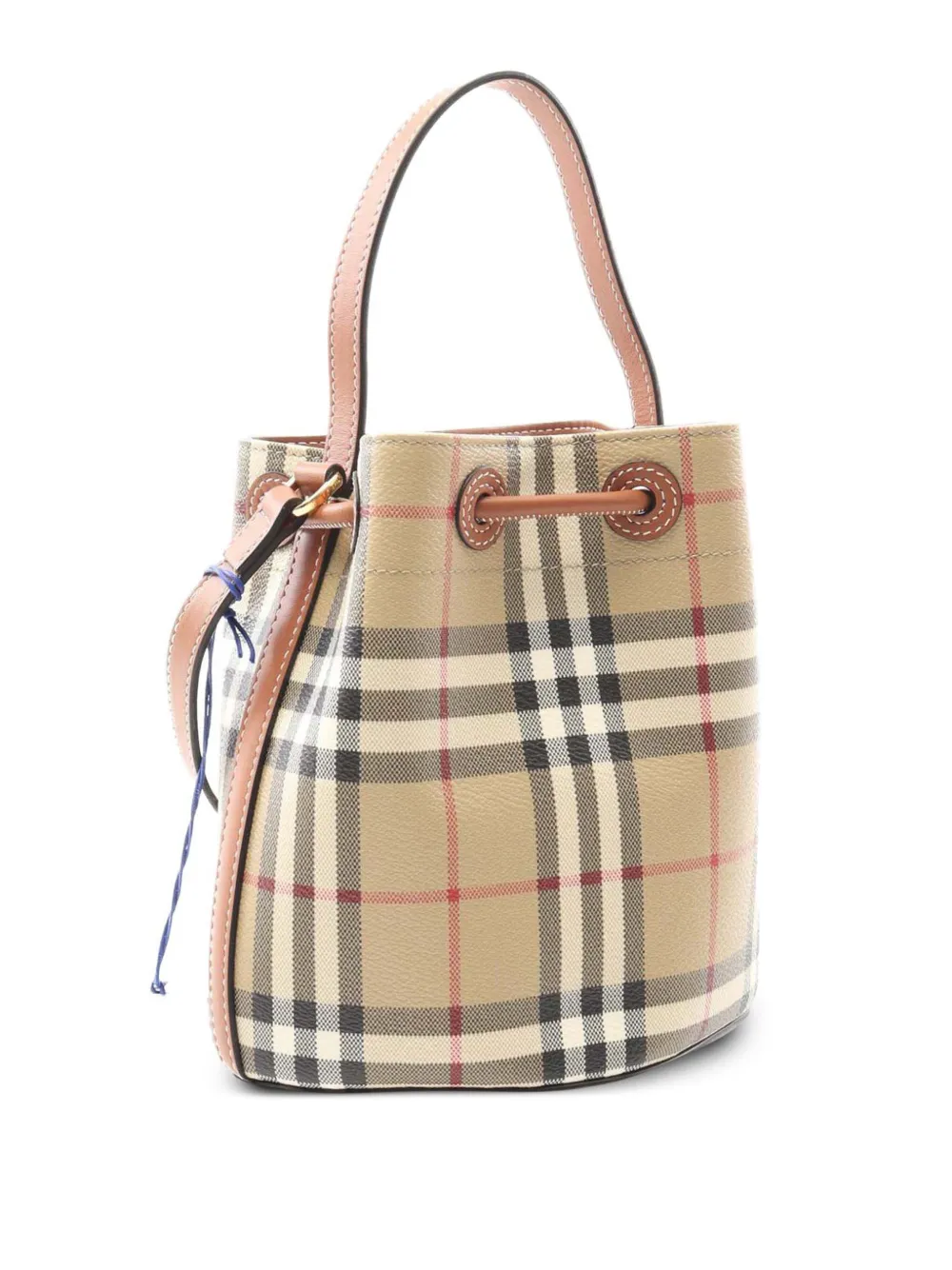 Pre-owned Burberry 2018-2025 House Check Coated Canvas Bucket Bag Satchel In Brown