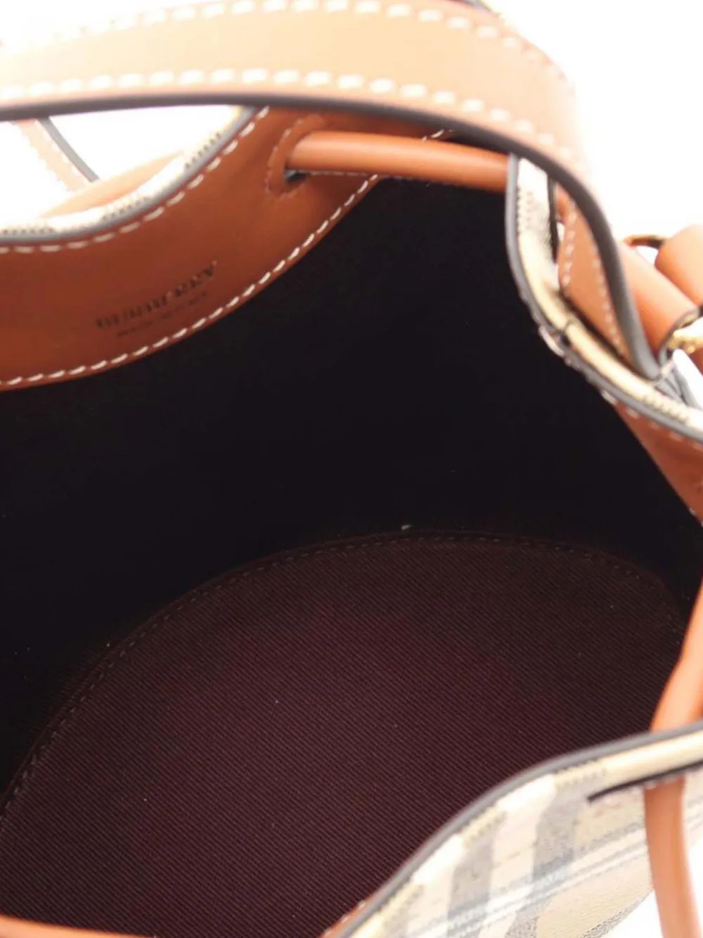 Pre-owned Burberry 2018-2025 House Check Coated Canvas Bucket Bag Satchel In Brown