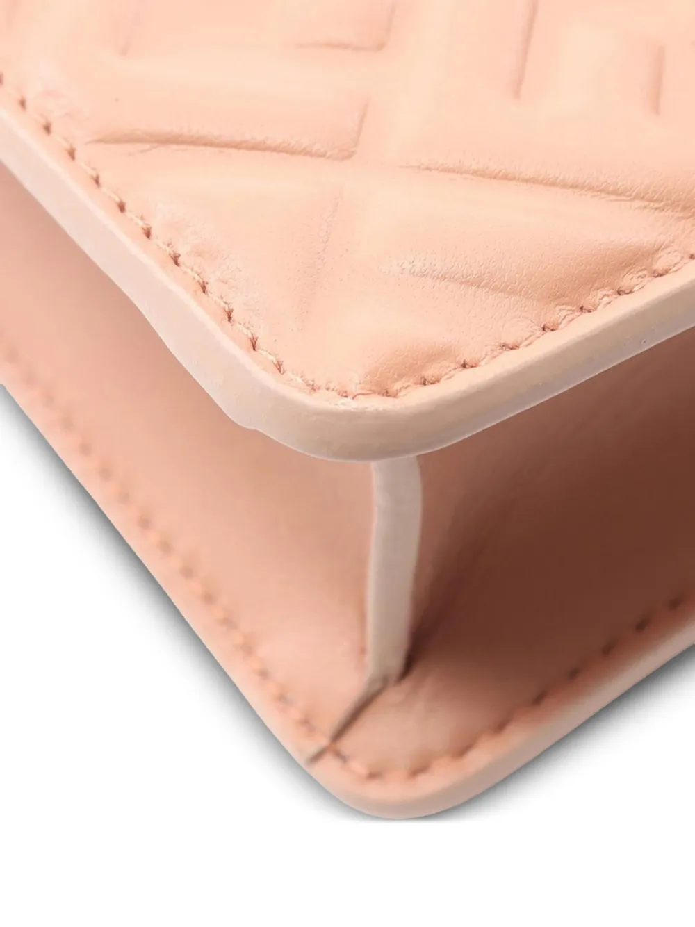 Pre-owned Fendi 2000-2010 Zucca Embossed Leather Baguette Wallet On Chain Satchel In Pink