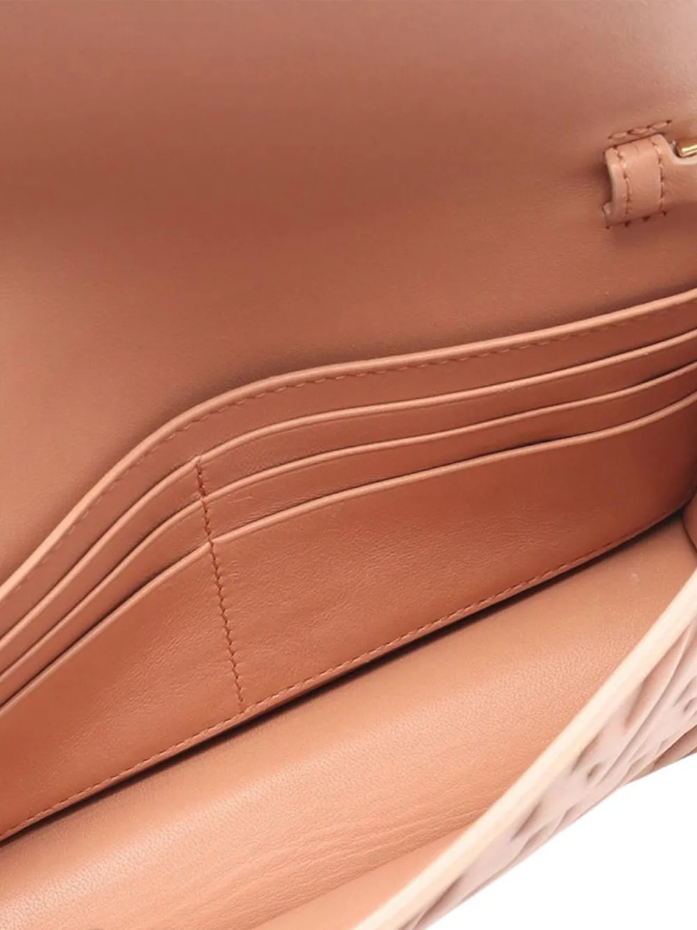 Pre-owned Fendi 2000-2010 Zucca Embossed Leather Baguette Wallet On Chain Satchel In Pink