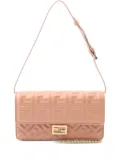 Fendi Pre-Owned 2000-2010 Zucca Embossed Leather Baguette Wallet on Chain satchel - Pink
