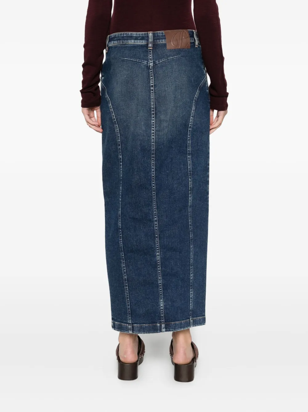 Pence Denim midi-rok Blauw