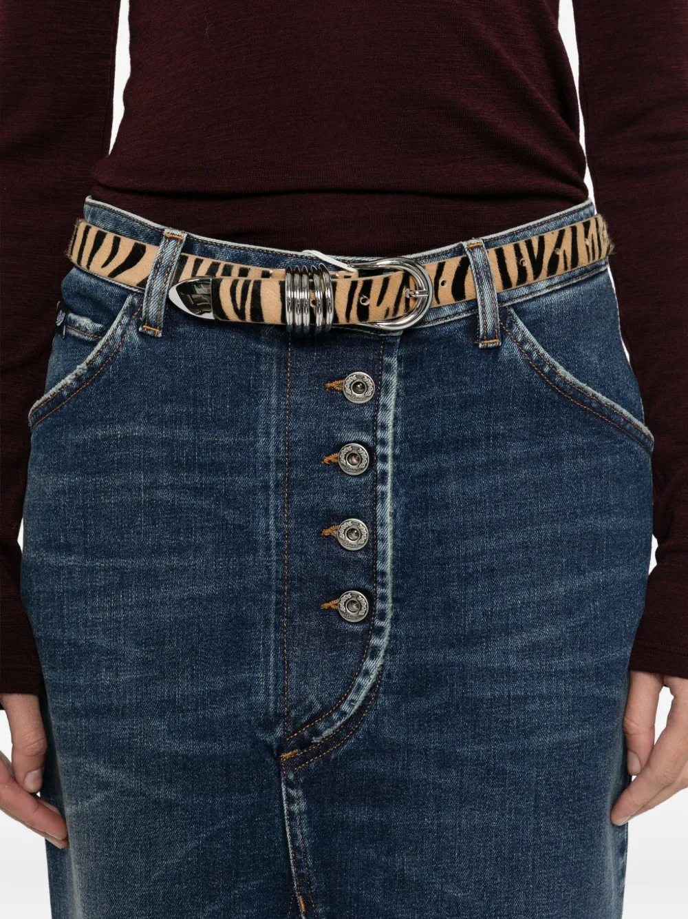 Pence Denim midi-rok Blauw