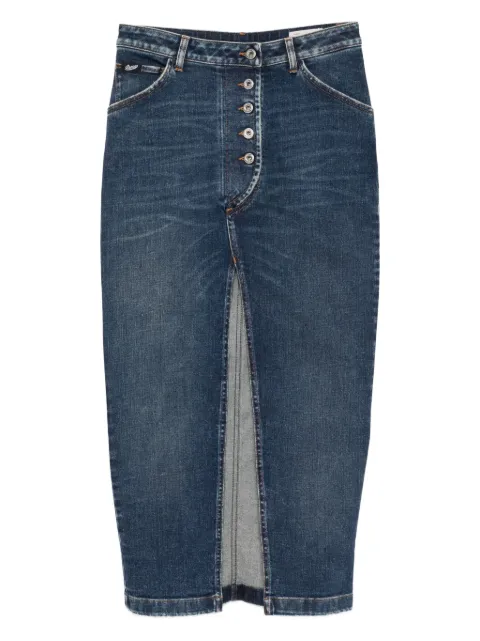 Pence whiskering-effect denim skirt 