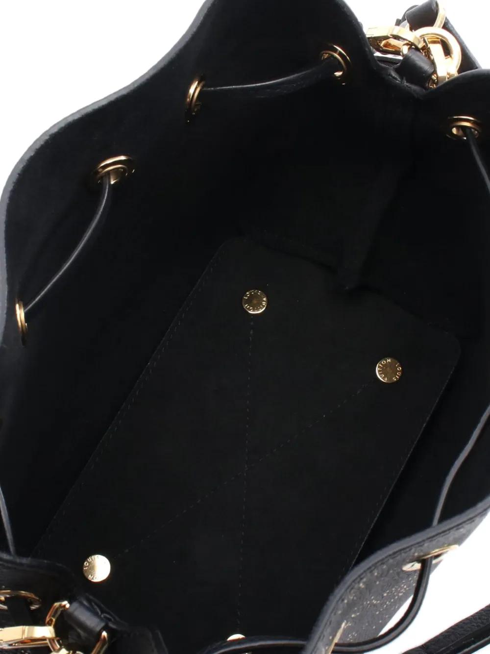 Pre-owned Louis Vuitton 2021-2025 Monogram Mahina Constellation Bella Bucket Bag In Black