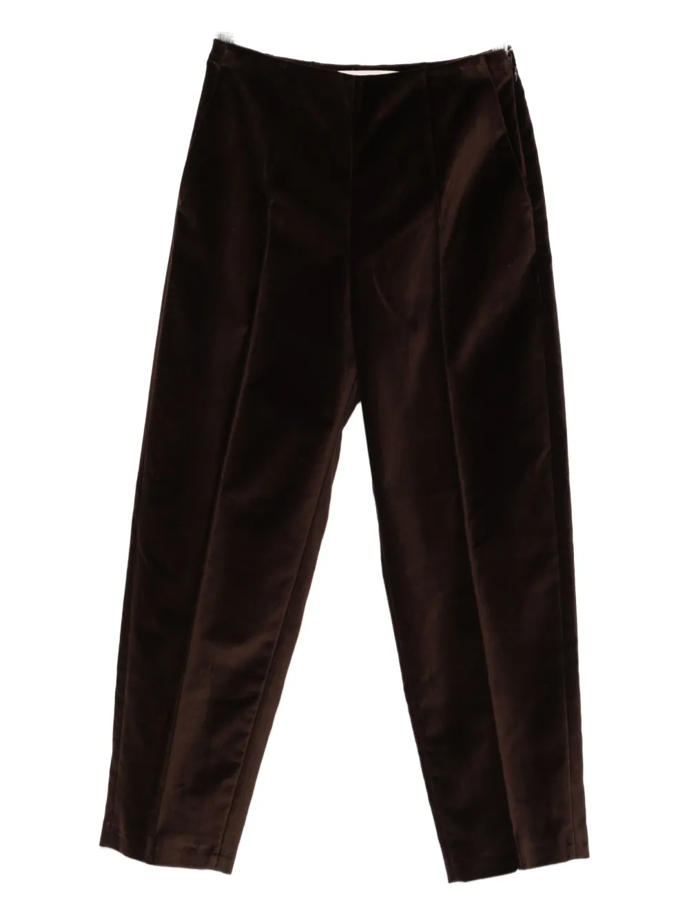 Marni Velvet Straight-leg Ankle Pants In Brown
