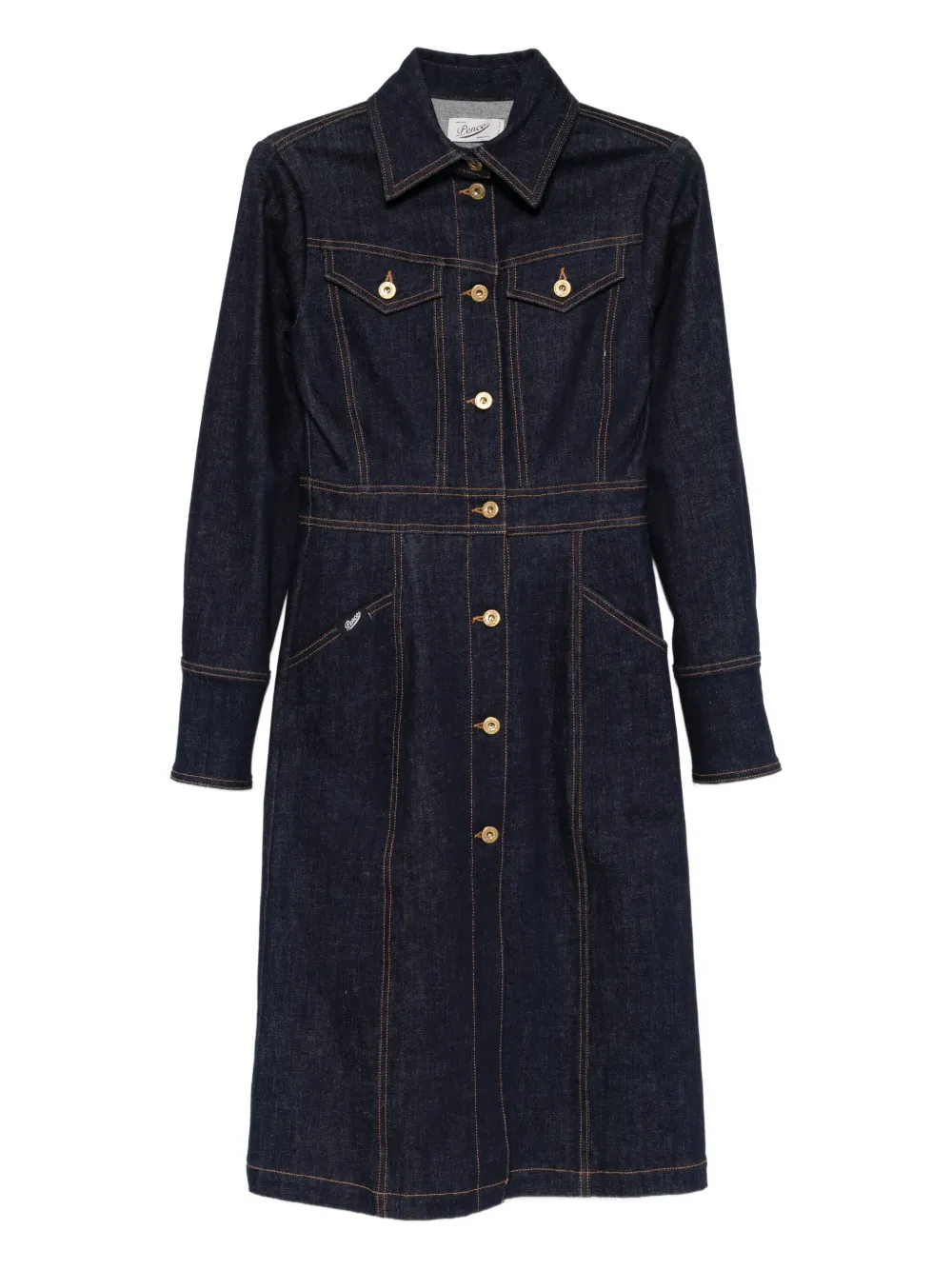 Pence contrast-stitching denim dress - Blu