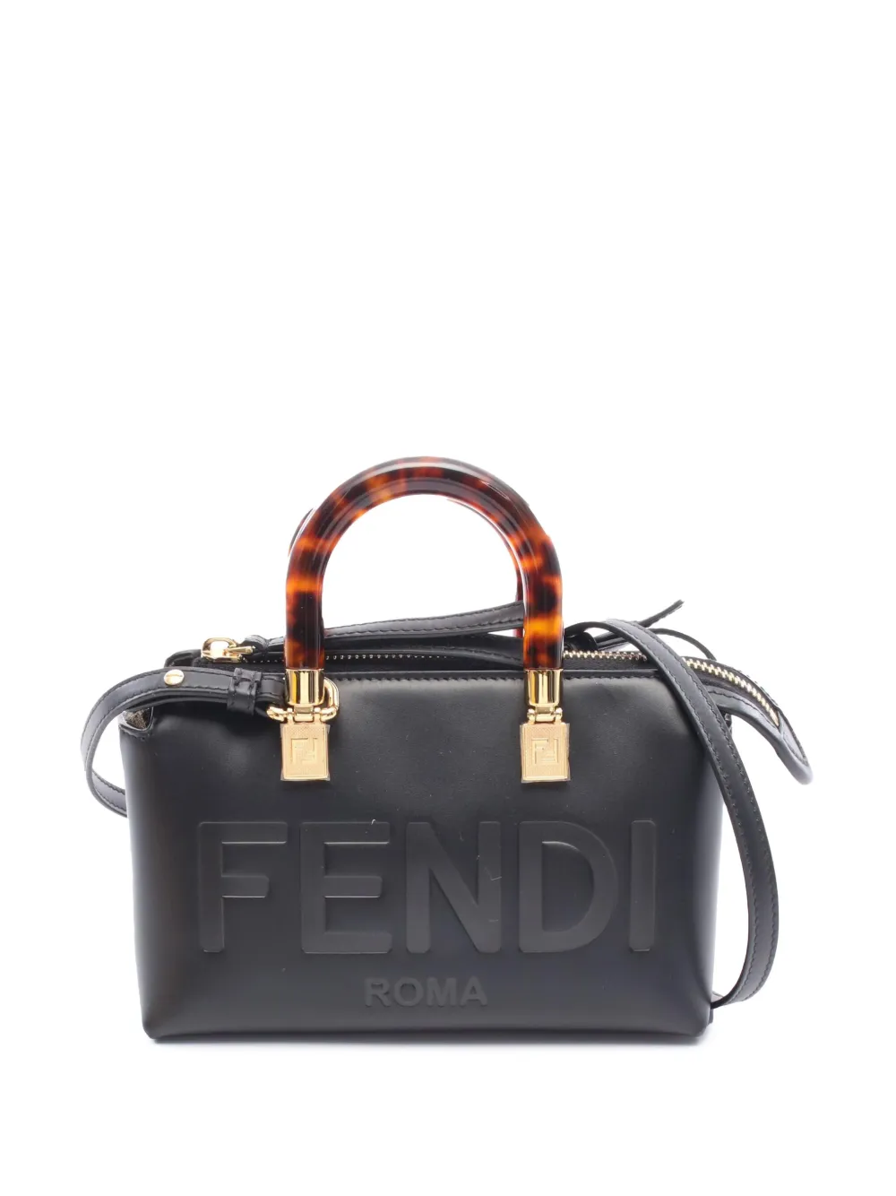 Pre-owned Fendi 2010-2025 Mini Leather By The Way Satchel In Black