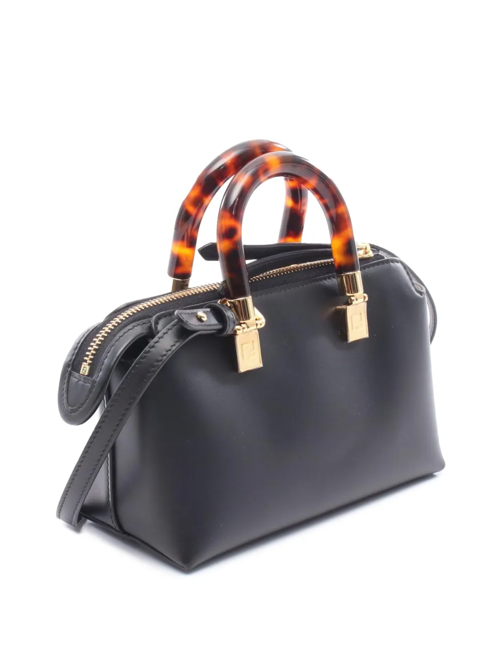 Pre-owned Fendi 2010-2025 Mini Leather By The Way Satchel In Black