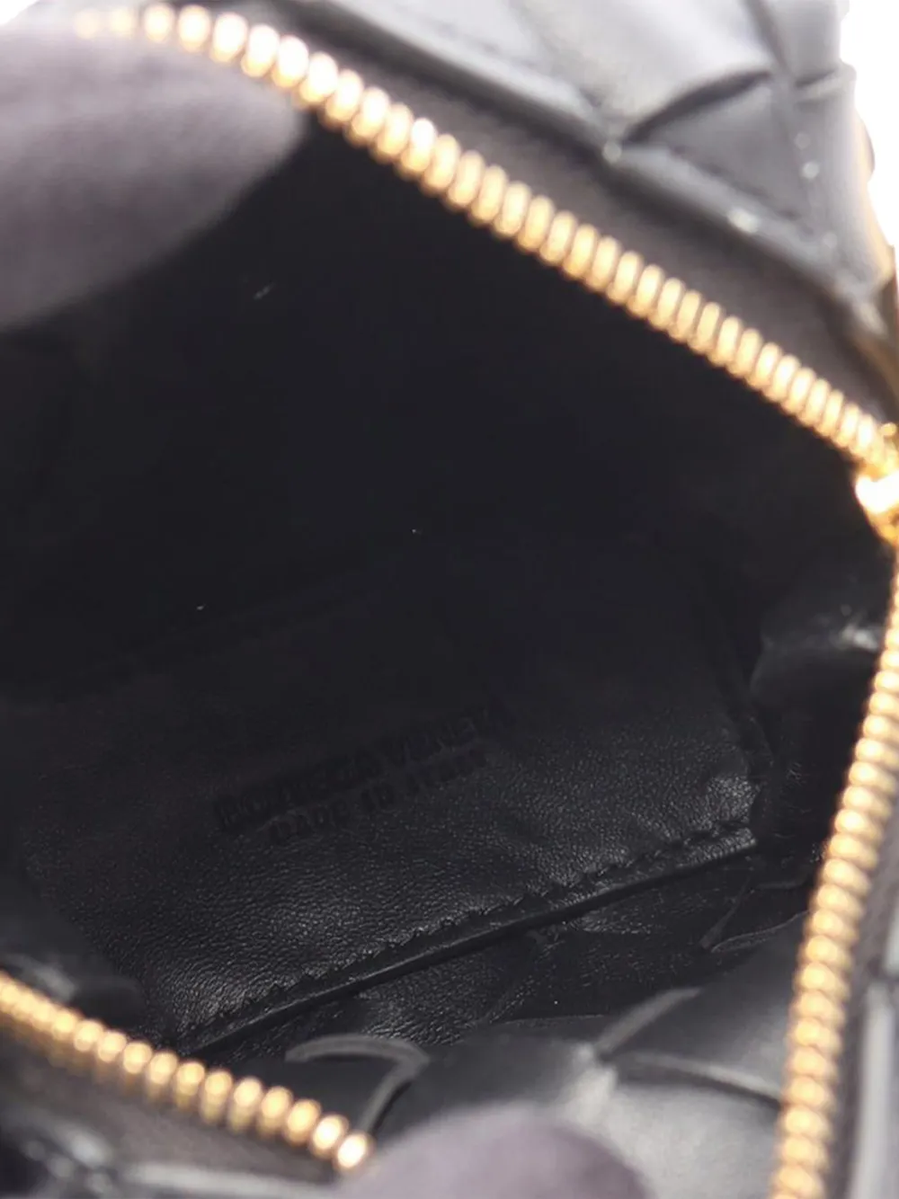 Pre-owned Bottega Veneta 2012-2025 Candy Lambskin Intrecciato Vertical Loop Crossbody Bag In Black