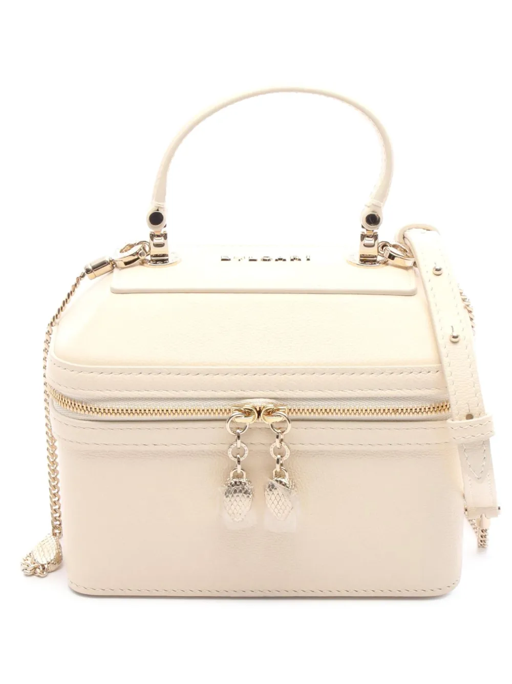 Pre-owned Bvlgari 2010-2025 Leather Serpenti Forever Vanity Bag Satchel In White