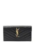 Saint Laurent Pre-Owned 2013-2025 Large Grain De Poudre Matelasse Cassandre Wallet long wallets - Black