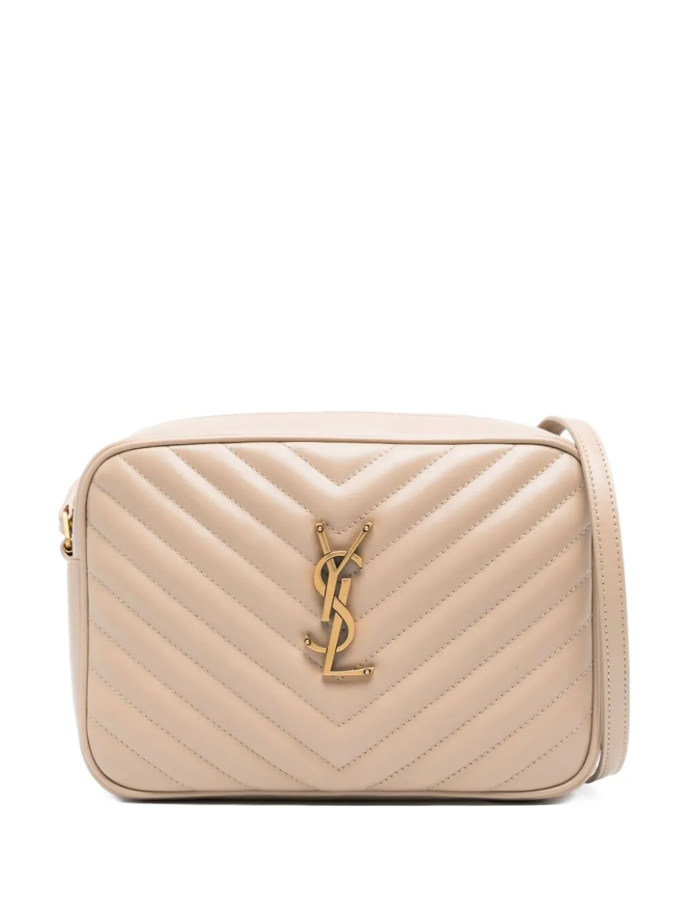 Saint Laurent Crossbody Loulou M Beige Golden Logo In Pink