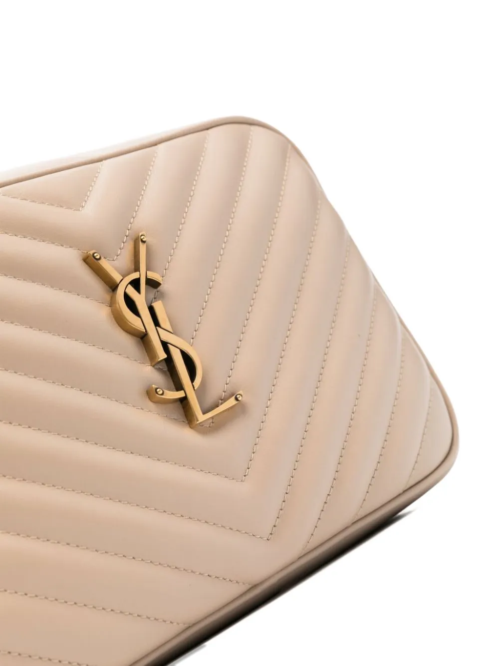 Saint Laurent Crossbody Loulou M Beige Golden Logo In Pink