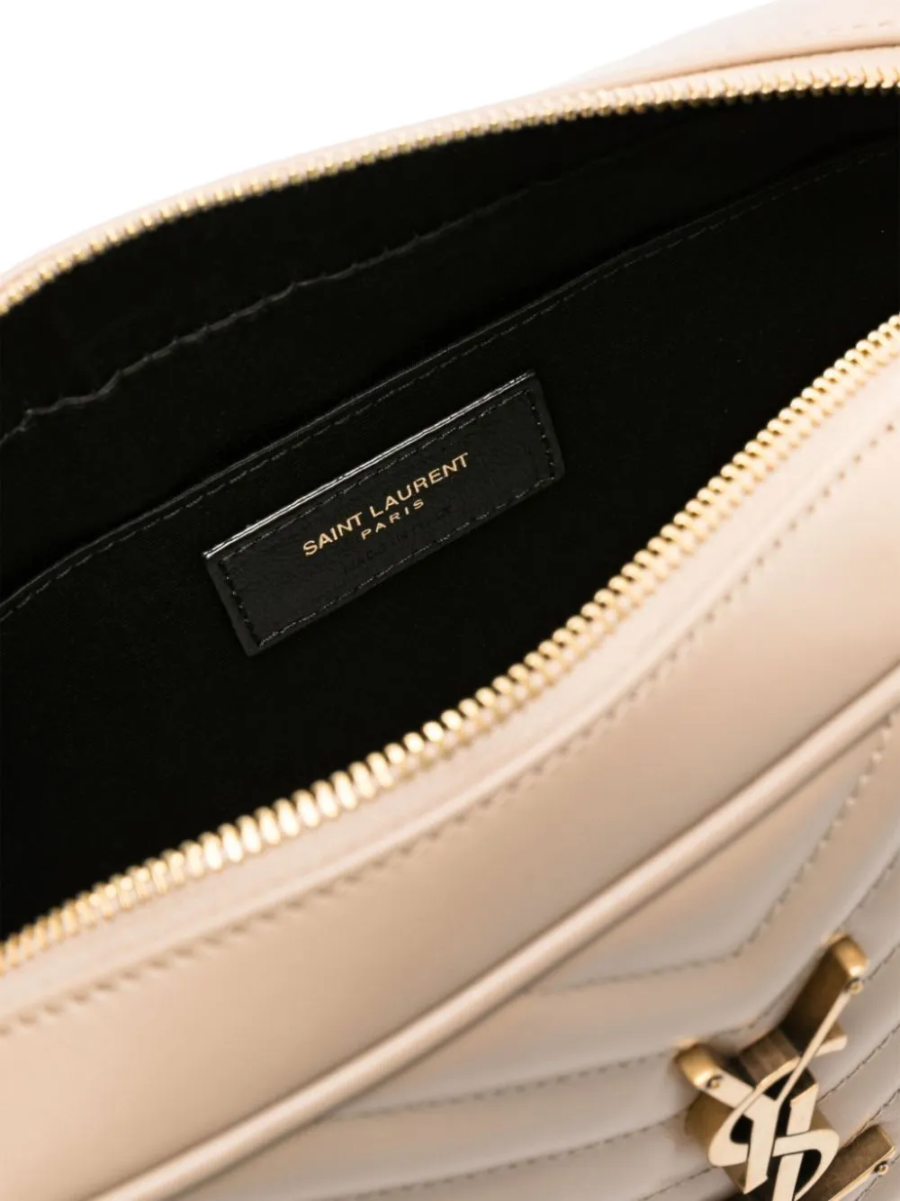 Saint Laurent Crossbody Loulou M Beige Golden Logo In Pink