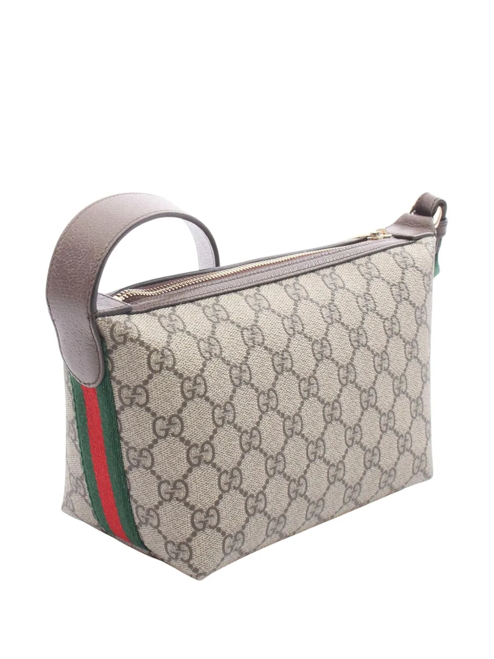 Pre-owned Gucci 2016-2025 Gg Supreme Ophidia Shoulder Bag In Brown