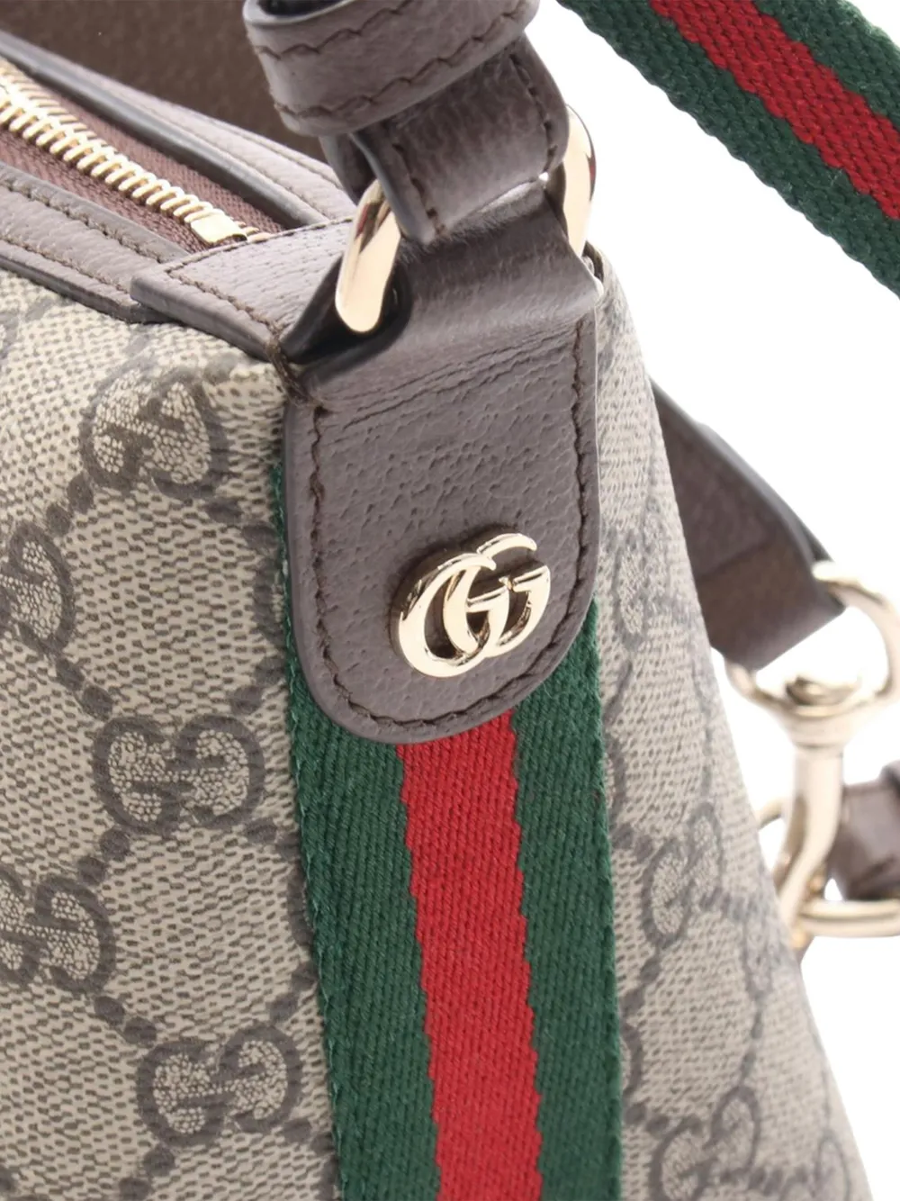 Pre-owned Gucci 2016-2025 Gg Supreme Ophidia Shoulder Bag In Brown